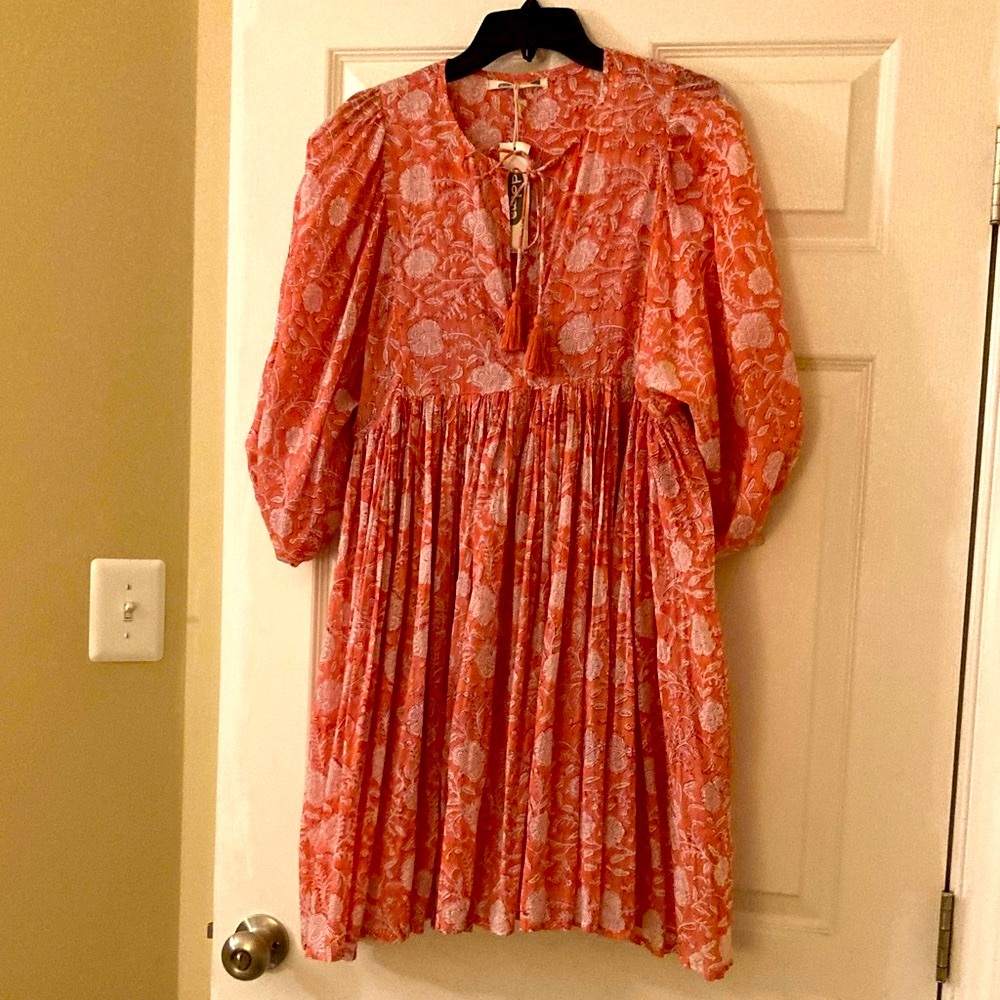 NWT Dolma midi floral earth tone orange rustic and White Dress